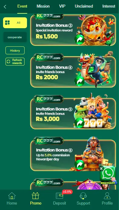Refer and Earn Program of the RC777 Game